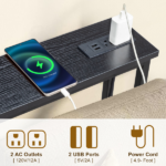 Same Code 43040790 2 Pack 39.4" Narrow Console Sofa Table with Power Outlets and USB Ports, Long Couch Table with Metal Frame and Charge Station with 4.9ft Extension Cord, Black - Image 9