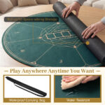 40" Round Foldable Poker Table Top Mat with Non-Slip Rubber Base, Portable Casino-Grade Poker Mat with Carrying Bag (Green) - Image 10