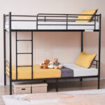 Same Code 12883671 Iron Bed Bunk Bed with Ladder for Kids Twin Size Black - Image 48
