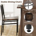 3-Piece Dining Table Set (Rustic Brown + Black), Space-Saving Tuck-under Chair Design - Image 10
