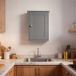Gray P2 MDF painted finish, 34.6*20*50cm, single door with one shelf, bathroom vanity - Image 9