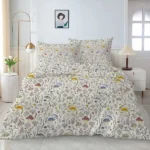 Colorful Mushroom Duvet Cover Full - Soft Mushroom Bedding Set with Wild Plants and Flower 3 Piece Aesthetic Mushroom Bed Set for Woman Adult (Full, Cream)