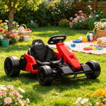 Red 24V Electric Go Kart — Dual 150W Motors, Adjustable Seat, 11.2MPH High Speed, Slow Start, 5-Point Safety Harness - Image 4