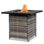 28-Inch Fire Table 50000 BTU Gas Firepit with Volcanic Stone Black - Image 3