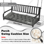 Outdoor Bench Cushion, 60 × 20 × 4 Inch, Tufted Waterproof Swing Cushion with Ties, for Patio Bench or Window Seat - Image 2