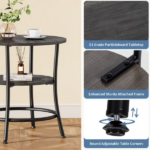 2-Tier Round Side Table Space-Saving End Table for Small Living Room & Bedroom Wood Grain Gray - Image 4