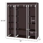 69" Portable Clothes Closet Wardrobe Storage Organizer with Non-Woven Fabric Quick and Easy to Assemble Extra Strong and Durable Dark Brown - Image 18