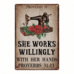 CIFbuy 1pc Retro Sewing Machine Metal Sign With Roses, 8x12 Inch Vintage Iron Wall Art, Farmhouse Home Garden Bathroom Decor, 2D Flat M TikTok, TikTok, all Art, Farmhouse Home Garden Bathroom Decor Self-pickup Logiopics - Image 6