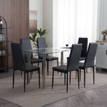 4pcs Elegant Assembled Stripping Texture High Backrest Dining Chairs Black Replace encoding 13028198-18410366 - Image 149