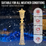 5FT Lighted Lamp Post with Bowknot Christmas Decorations, Pre-lit Holiday Decor with 110 Warm White LED Lights for Xmas Outdoor Indoor Decor Lighted Holiday Displays - Image 4