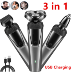 USB Rechargeable 3-In-1 Men's Professional Multi-function Cheek Beard Trimmer Men Nose Hair Cutting Barber Shaver Machine (US Logistics For USPS/DHL/Fedex/UPS. No designated logistics accepted TK/TMEU only For self-pickup
