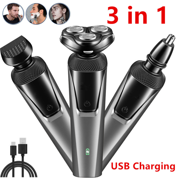 USB Rechargeable 3-In-1 Men's Professional Multi-function Cheek Beard Trimmer Men Nose Hair Cutting Barber Shaver Machine (US Logistics For USPS/DHL/Fedex/UPS. No designated logistics accepted TK/TMEU only For self-pickup