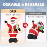 7 FT Lighted Christmas Inflatable Decoration, Inflatable Black Santa Claus Holding Gift, Funny Blow Up Yard Decorations with Built-in LED Lights for Holiday Party Front Yard Lawn Garden Decor - Image 4