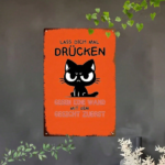 CIFbuy 1pc Funny Cat Metal Wall Art Retro Iron" Sign, German Humorous Quote Lass Dich Mal Drücken, 2D Flat Decor For Home Bedroom, 2D Flat Decor For Home Bedroom, 7.87x Retro Iron Sign,ikTok, Retro Iron Sign,ikTok, t Self-pickup Logiopics - Image 4