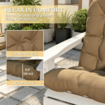 2-Pack Khaki Tufted High Back Chair Cushions Set Non-Slip Patio Furniture Pad for Outdoor Living Space Only seat cushion - Image 6