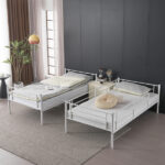 Same Code 71558202 Twin Over Twin Convertible Bunk Bed with 2 Storage Drawers, Metal Bunk Bed Can be Divided Into Two Daybeds, White - Image 13