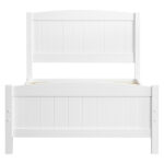 FCH Twin Pine Single-Layer Core Vertical Stripe Full-Board Curved Bed Head With The Same Bed Foot White Wooden Bed - Image 22