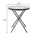 3-Piece Outdoor Bistro Set, Folding Chairs & Glass Table, Black - Image 4