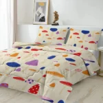 Mushroom Comforter Set Queen Size, Pink Yellow Mushroom Bedding Bedding Set, 3 Piece, 1 Comforter (90"x90") and 2 Pillow Shams (20"x36") - Image 2