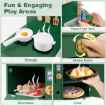 Green Wooden Kids Play Kitchen with Interactive Stove & Sink, ASTM/CPSIA Compliant Pretend Cooking Set for Ages 3+ - Image 9