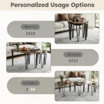 Set of 3 Nesting Coffee Tables Rustic Brown Industrial Accent Side Tables, Space Saving Stackable End Tables Engineered Wood Top Metal Frame Rounded Corners for Living Room Bedroom Small Apartment - Image 6