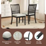 2-Piece Modern Scandinavian Dining Chairs, Curved Wood Backrest with Gray Fabric Seat, Finish for Dining Room and Apartment, Easy to Assembly -BLACK - Image 8