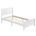 FCH Twin Pine Single-Layer Core Vertical Stripe Full-Board Curved Bed Head With The Same Bed Foot White Wooden Bed - Image 9