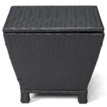 Outdoor PE Wicker Side Table with Storage, Small Patio Storage Bin Container for Hose Cushion Towel, Black - Image 3