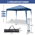 3 x 3m Two Doors & Two Windows Practical Waterproof Right-Angle Folding Tent Blue - Image 2