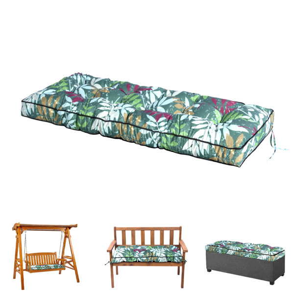 Outdoor Bench Cushion, 63 × 20 × 4 Inch, Tufted Waterproof Swing Cushion with Ties, for Patio Bench or Window Seat