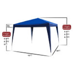 3 x 3m Two Doors & Two Windows Practical Waterproof Right-Angle Folding Tent Blue - Image 58