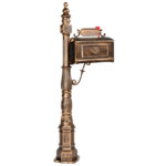 Decorative Large Mailbox with Post, Heavy Duty Cast Aluminum Postal Mail Box with Address Plaque, Antique Bronze - Image 2