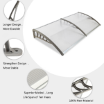 Same Code 52463595 HT-200 x 100 Household Application Door & Window Rain Cover Eaves Canopy Silver & Gray Bracket - Image 16
