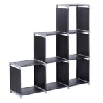 Multifunctional Assembled 3 Tiers 6 Compartments Storage Shelf Black - Image 9