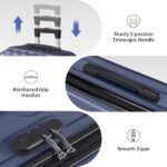 ABS Trolley Case 20in 24in 28in 3PCS Suitcase Set Vertical Striped Frosted Case Suitcase Navy Blue - Image 22