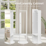 Jewelry Armoire with Full Length Mirror 360° and Large Capacity Jewelry Organizer Armoire, Mirror with Jewelry Storage, Coat Rack Multi Storage Shelves - Image 3