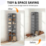 7-tier, 360° rotating wood-plastic composite shoe rack, 60*60*184cm, gray - Image 10