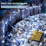 4-piece set of multi-color solar fairy light string, 330 LED outdoor solar Christmas lights, 8 modes of wired solar flashing light string, suitable for Christmas trees, wedding parties, gardens and courtyards - Image 7