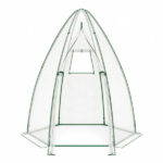 Hexagonal Mini Greenhouse with Zipper Door & Roll-Up Window, PE Cover Outdoor Plant House - White - Image 3