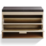 Rattan Shoe Rack, Hallway Shoe Bench, Shoe Cabinet with Flip-Drawer and Seat Cushion - Image 10