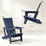 Blue Weatherproof HDPE Outdoor Adirondack Chair, 330LBS Capacity Ergonomic Patio Lounge Chair with Built-in Cup Holder, Snap-Together Tool-Free Assembly for Poolside Backyard - Image 5