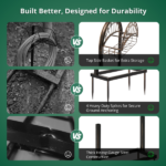 Garden Hose Holder, Water Hose Holder Stand with Storage Basket, Heavy Duty Freestanding Garden Hose Hanger Storage Rack with 4 Spikes for Outside Yard Lawn Farm, Bronze - Image 10