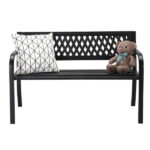 47in PVC Mesh Backrest Iron Bench Black - Image 13