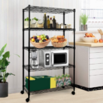 5-Tier Wire Storage Shelves, 30" D x 14" W x 63" H,1250 lb Load Capacity, Black - Image 6
