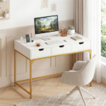 43.5" Home Office Desk with Built-in Charging Station & 3 Drawers Hidden Compartment - Image 2