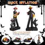 7.3ft Ghostly Musician with Dog, 6 LEDs, Black, White, Orange, Halloween Inflatable Decoration, 1500mA, 12V, US Standard - Image 5
