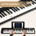 Foldable 61-Key Full-Size Digital Piano, 90.17×17.78×5.08 cm Wireless MIDI Keyboard with 1750mAh Rechargeable Battery, Black - Image 7