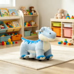 Blue 6V Electric Kids Ride On Animal Toy: Tyrannosaurus Dinosaur with Music, Forward Movement for 18-36 Months Old - Image 4
