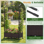 5.5 FT Raised Garden Bed with Trellis Self-Watering Planter Boxes with Lockable Wheels, 2 Configurations Vertical Garden Planter for Patio Balcony - Image 5