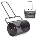 24 inch Compost Spreader for Lawn, Garden Peat Moss Roller with Double Side Latches, Powder Coated Steel Mesh Basket for Topdressing & Seedling, Black - Image 2